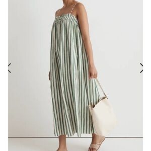Madewell Poplin Ruffle A-Line Midi Dress